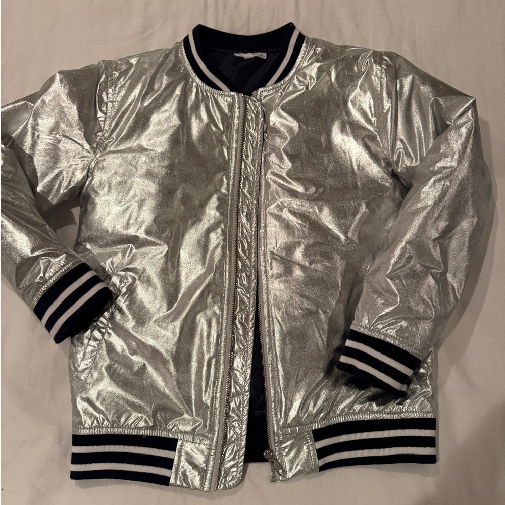 Rockets of Awesome size 12 Kids Metallic Silver Bomber Jacket